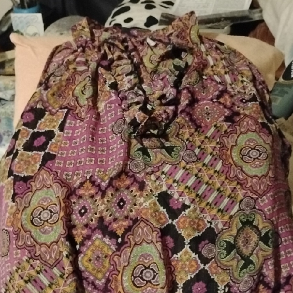 Morrell Maxie Purple Paisley Print Tunic Top